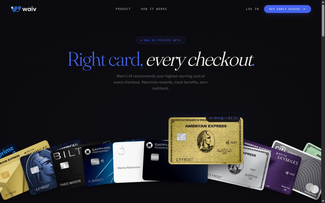 Waiv landing page